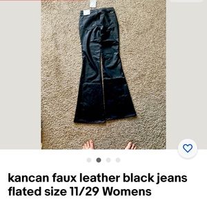 Kancan size 11/29 waist length 34 black faux leather never worn